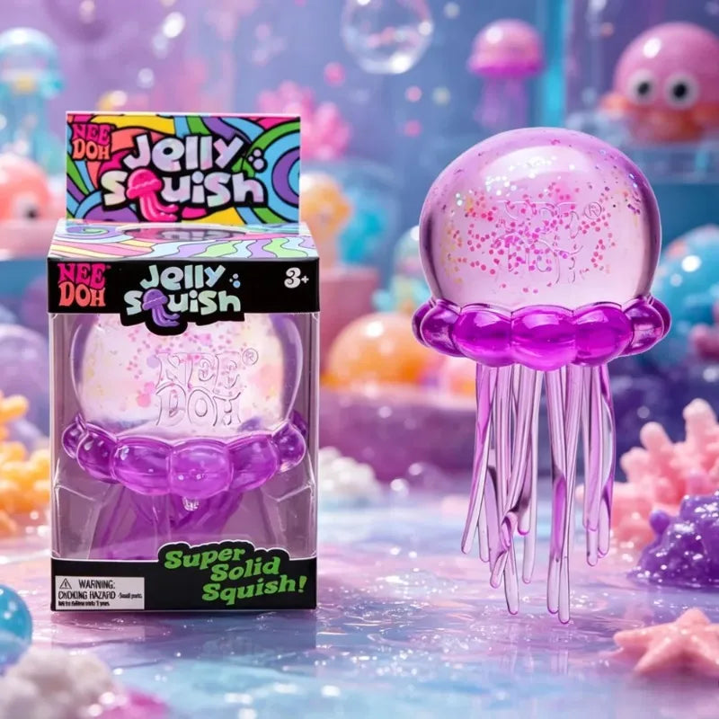 Squishy toys Nee Doh Jellyfish & Cube Squish Toy, Soft Jelly Squeeze Stress Relief Fidget Toy, Sensory NeeDoh for Kids & Adults