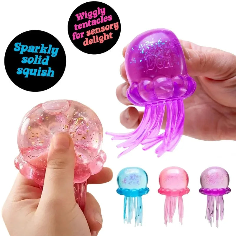 Squishy toys Nee Doh Jellyfish & Cube Squish Toy, Soft Jelly Squeeze Stress Relief Fidget Toy, Sensory NeeDoh for Kids & Adults