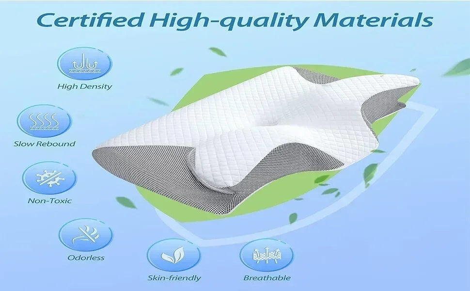 Horn Butterfly Pillow Neck Pillow Sleeping Pillow Slow Rebound Memory Pillow Cervical Spine Pillow Core Lined Pillowcase Pillow