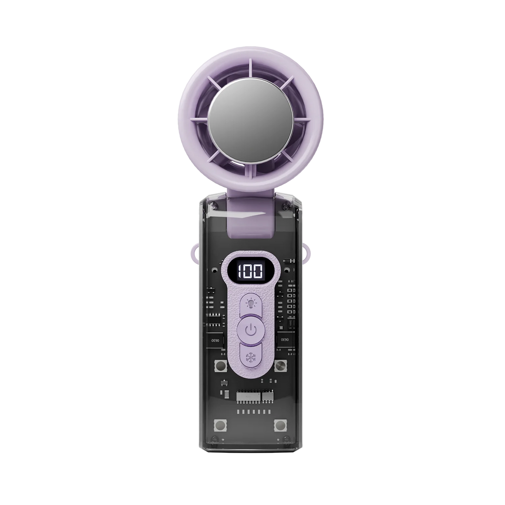 High speed folding refrigeration fan, digital display mini portable USB charging fan, high wind power handheld fan