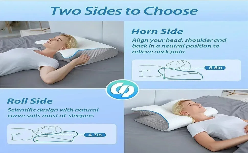 Horn Butterfly Pillow Neck Pillow Sleeping Pillow Slow Rebound Memory Pillow Cervical Spine Pillow Core Lined Pillowcase Pillow