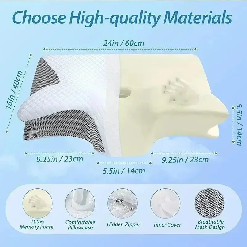 Horn Butterfly Pillow Neck Pillow Sleeping Pillow Slow Rebound Memory Pillow Cervical Spine Pillow Core Lined Pillowcase Pillow