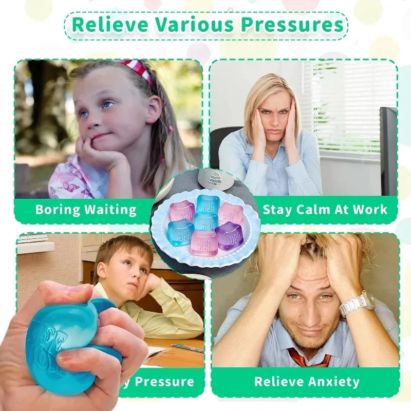 Squishy toys Nee Doh Jellyfish & Cube Squish Toy, Soft Jelly Squeeze Stress Relief Fidget Toy, Sensory NeeDoh for Kids & Adults