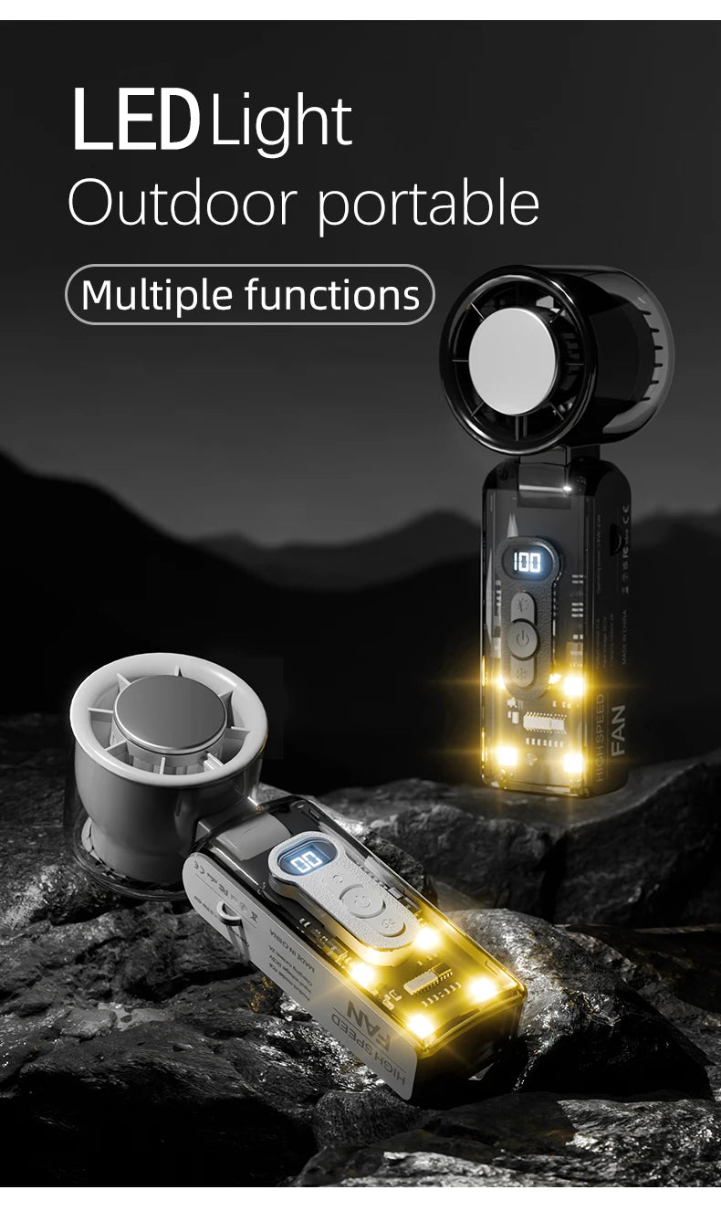 High speed folding refrigeration fan, digital display mini portable USB charging fan, high wind power handheld fan