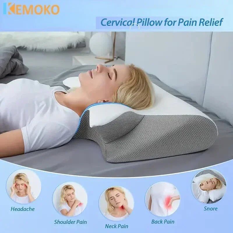 Horn Butterfly Pillow Neck Pillow Sleeping Pillow Slow Rebound Memory Pillow Cervical Spine Pillow Core Lined Pillowcase Pillow