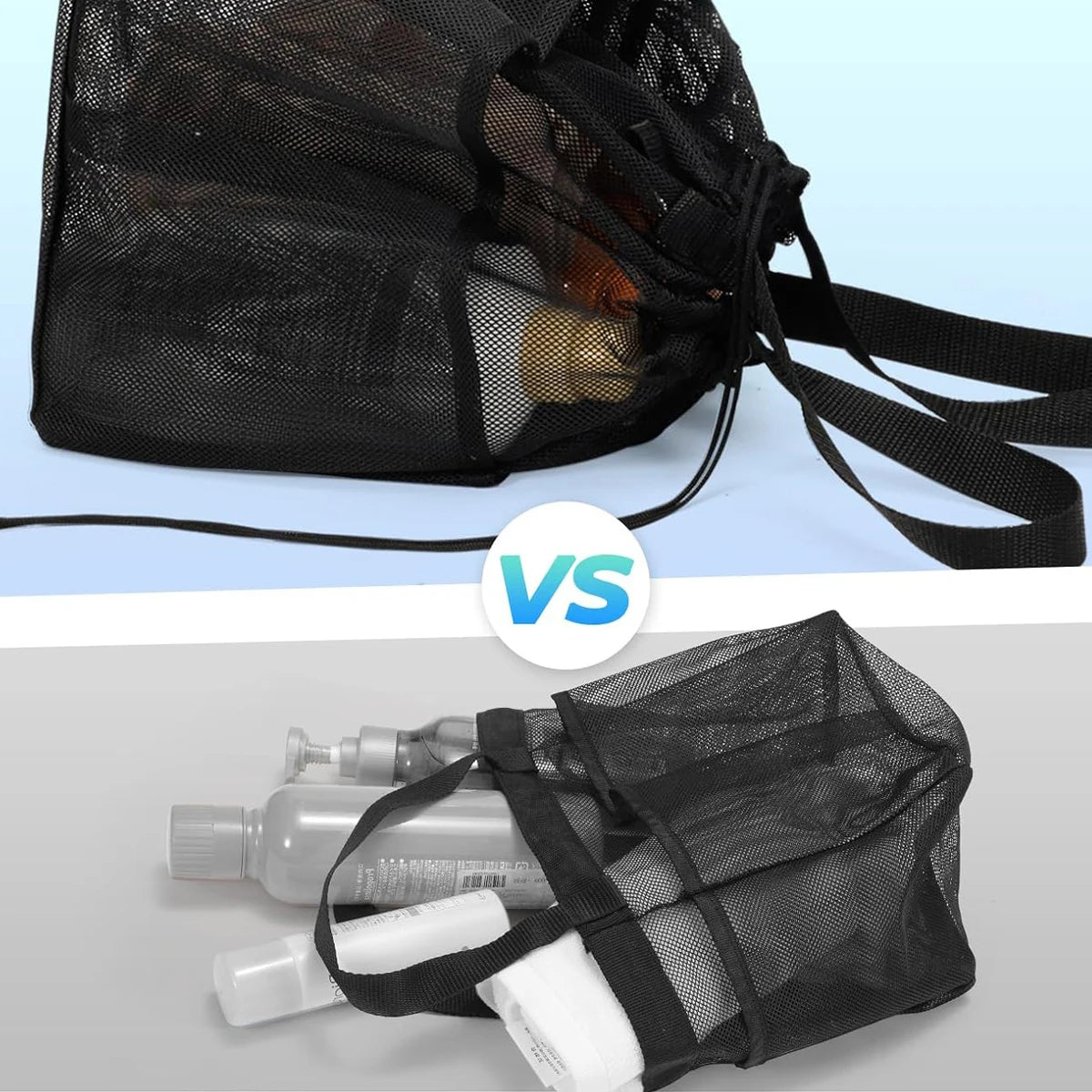 Mesh Shower Caddy Portable Travel Hangable Drawstring Bag Mesh Shower Bag Organizer Quick Dry Tote Bag Bathroom Storage Bag