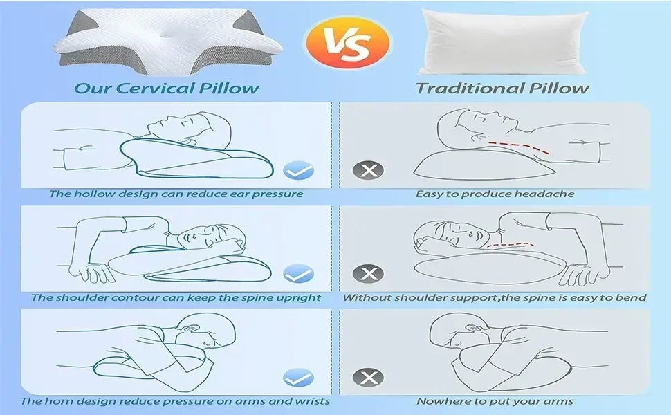 Horn Butterfly Pillow Neck Pillow Sleeping Pillow Slow Rebound Memory Pillow Cervical Spine Pillow Core Lined Pillowcase Pillow