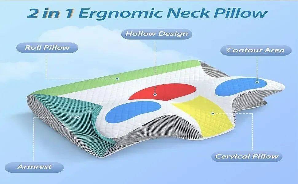 Horn Butterfly Pillow Neck Pillow Sleeping Pillow Slow Rebound Memory Pillow Cervical Spine Pillow Core Lined Pillowcase Pillow